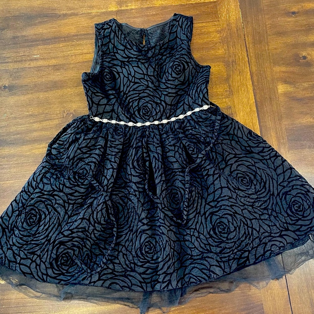 COPY - Rare edition black velvet outline roses dress
